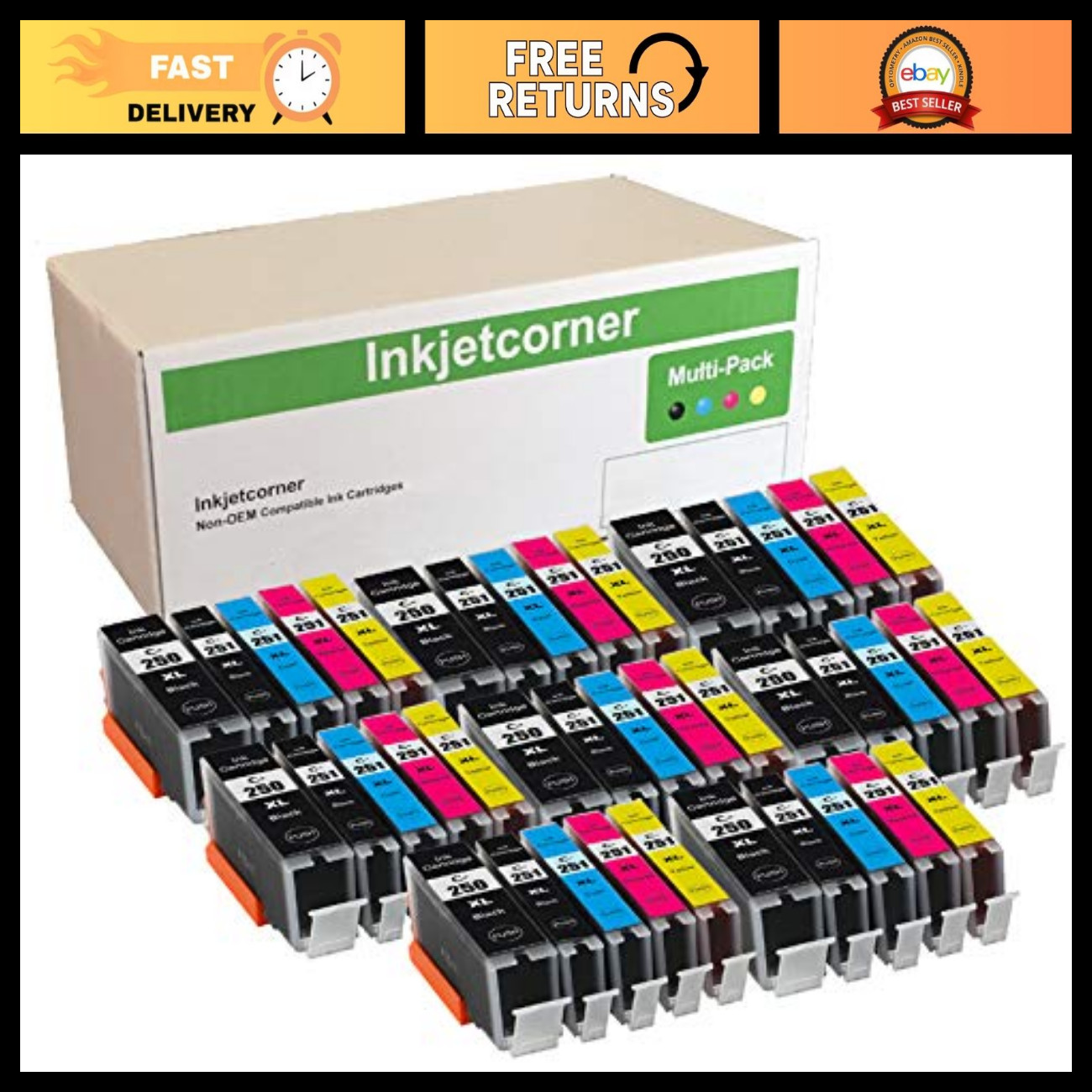 High-Quality Compatible Ink Cartridges PGI-250XL CLI-251XL, 40-Pack, Great Value