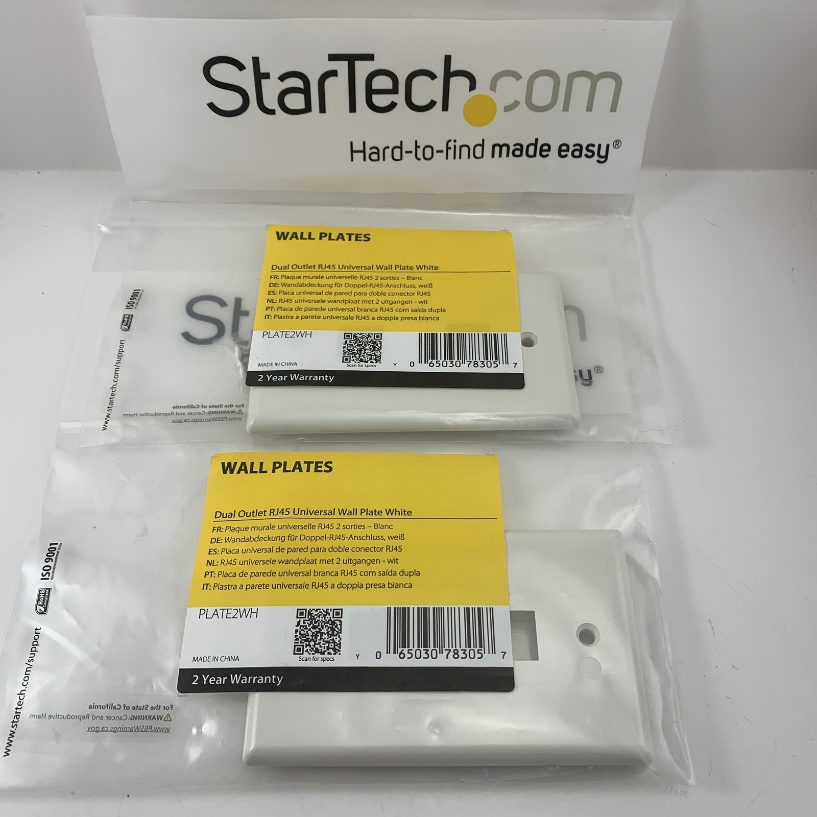 StarTech.com Dual Outlet RJ45 Universal Wall Plate White lot of 2 Fast Shipping