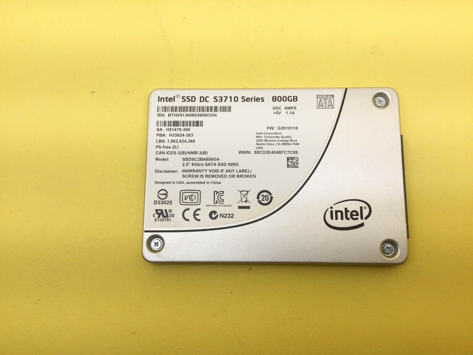  Intel DC S3710 Series 800GB 6Gb/s SATA 2.5