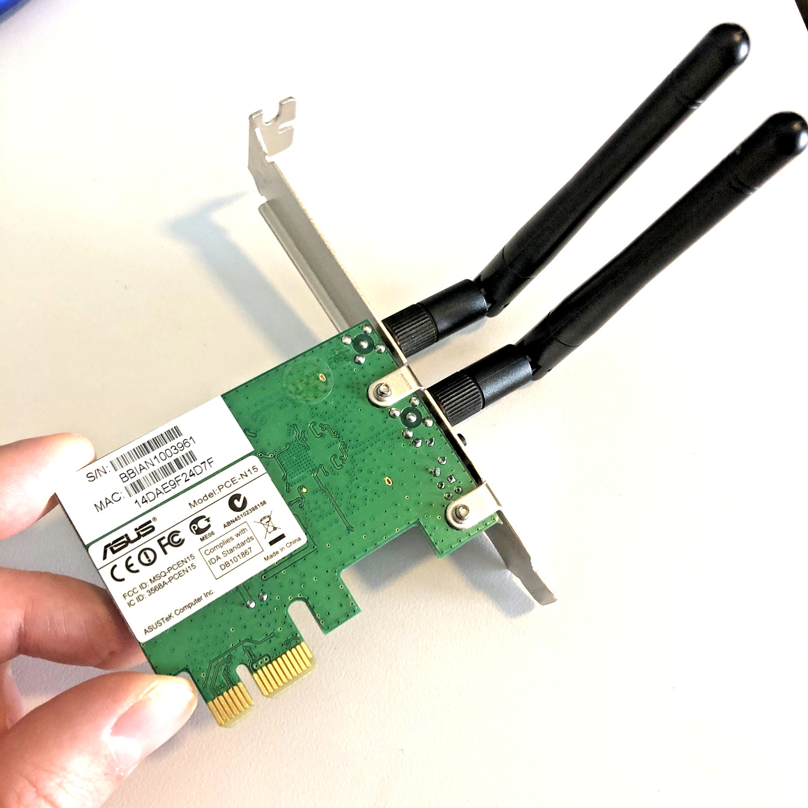 Asus PCE-N15 Wireless LAN PCI Express WLAN Card PCI-e 300Mbps double antenna