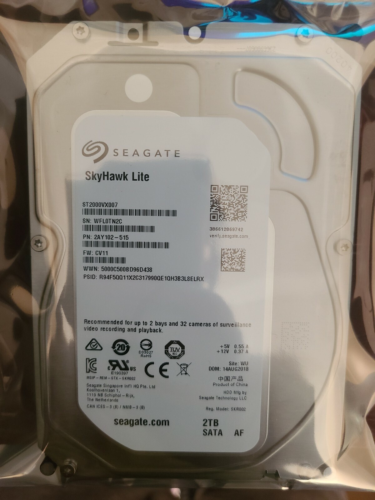 Seagate SkyHawk Lite ST2000VX007 Surveillance Hard Drive - NEW Lorex, Qsee, Swan