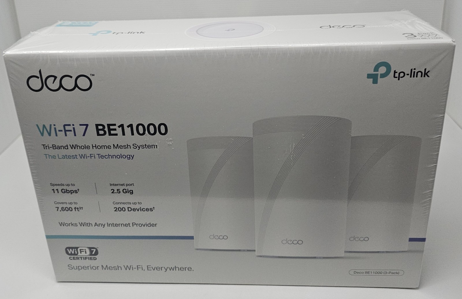 3 Pack TP-Link Deco WIFI 7 BE11000 Tri-Band Whole Home Mesh System New Sealed 