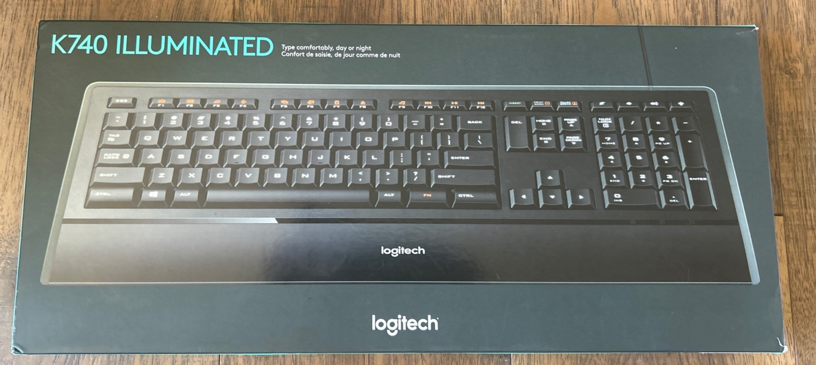 Logitech K740 Illuminated Keyboard Wired USB Full Size Backlit Black Excellent