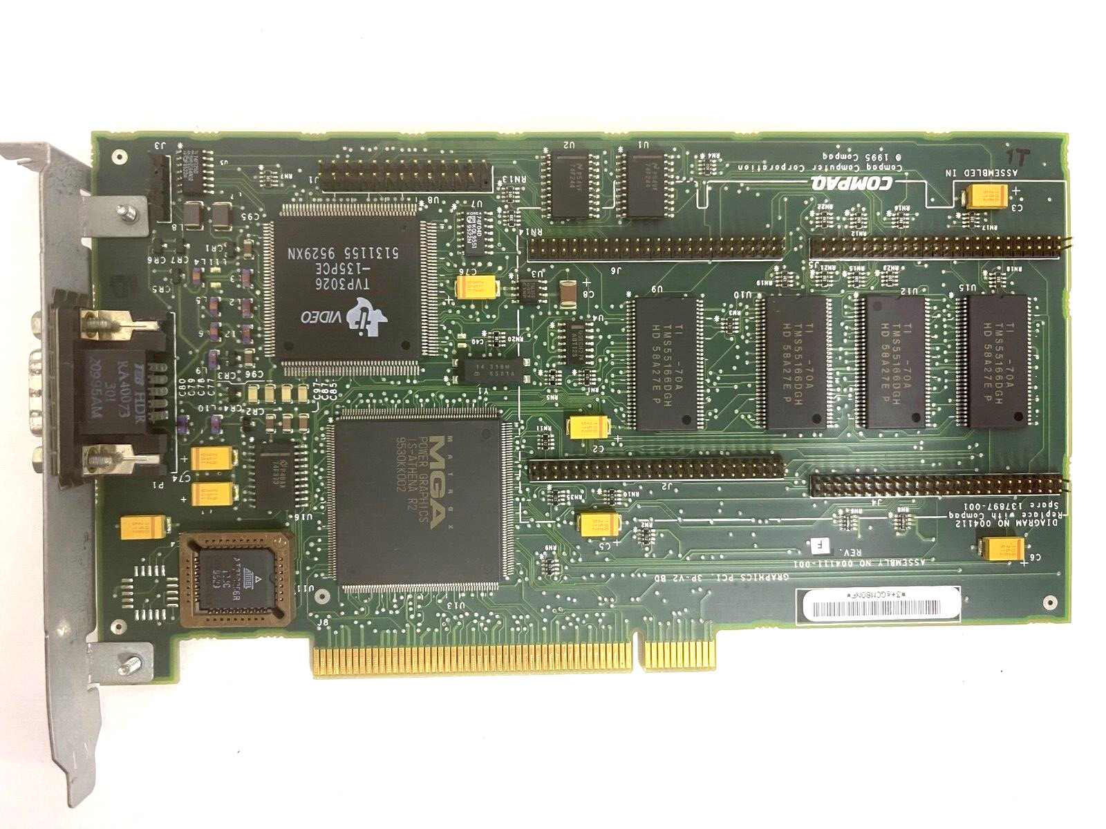 VINTAGE 1995 COMPAQ MATROX MGA 2 MEG PCI VGA CARD 137897-001 MXB122