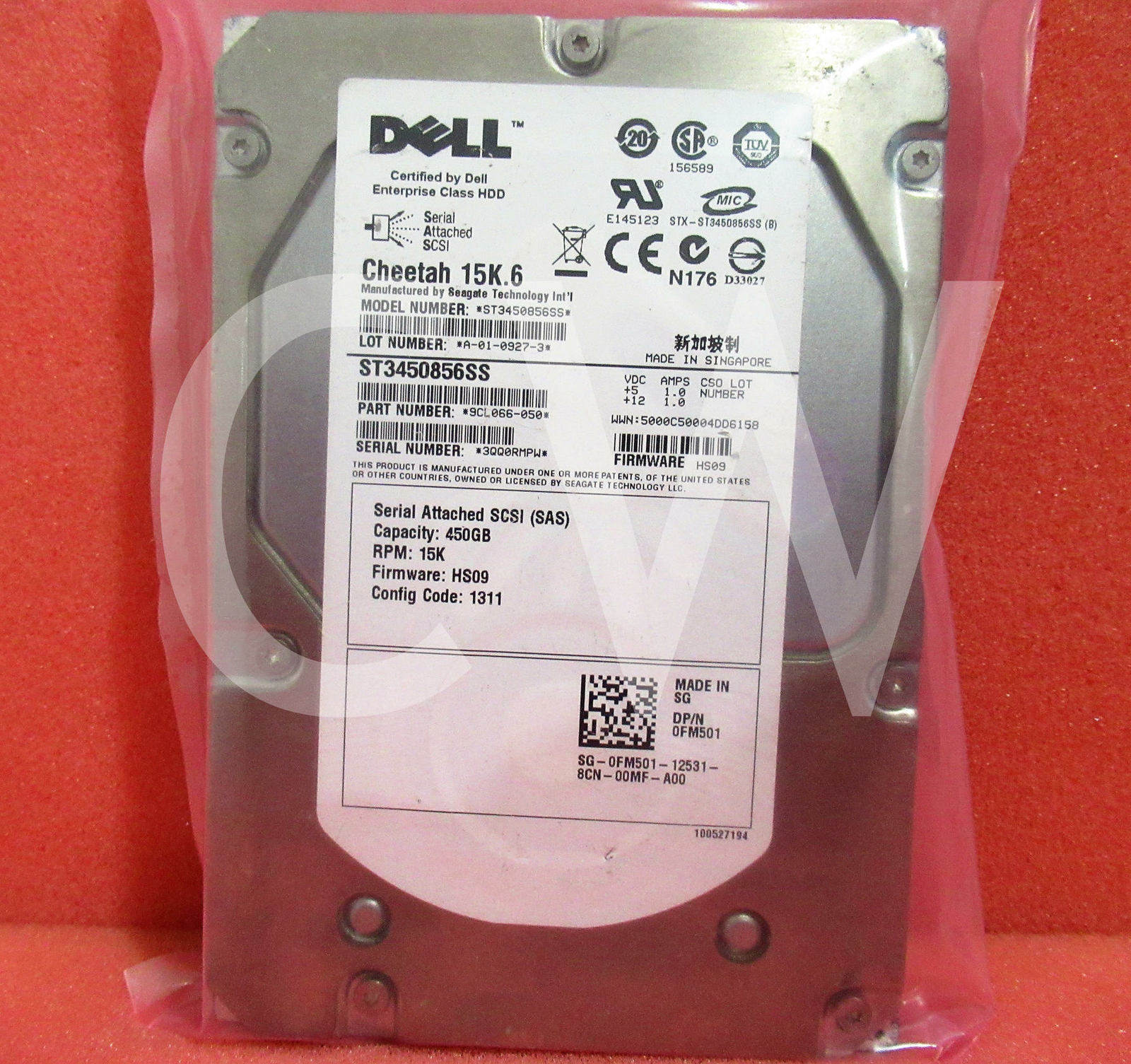 FM501 0FM501 Dell 450GB 15K RPM 3Gb/s 3.5" SAS HDD Hard Drive ST3450856SS
