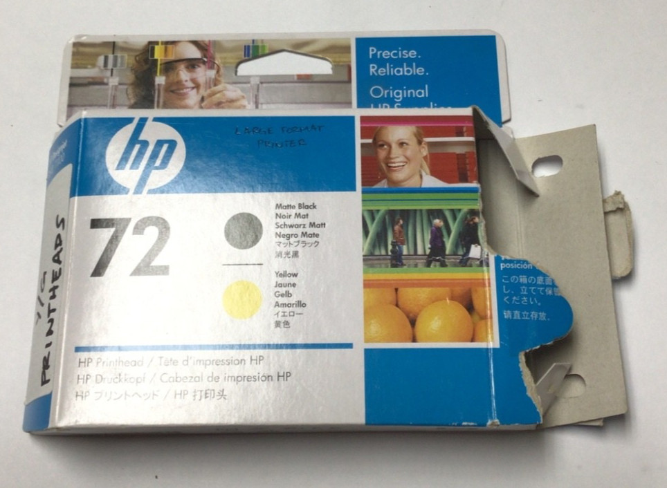 HP DesignJet 72 C9384A Yellow Matte Black PrintHead open box 11-2009