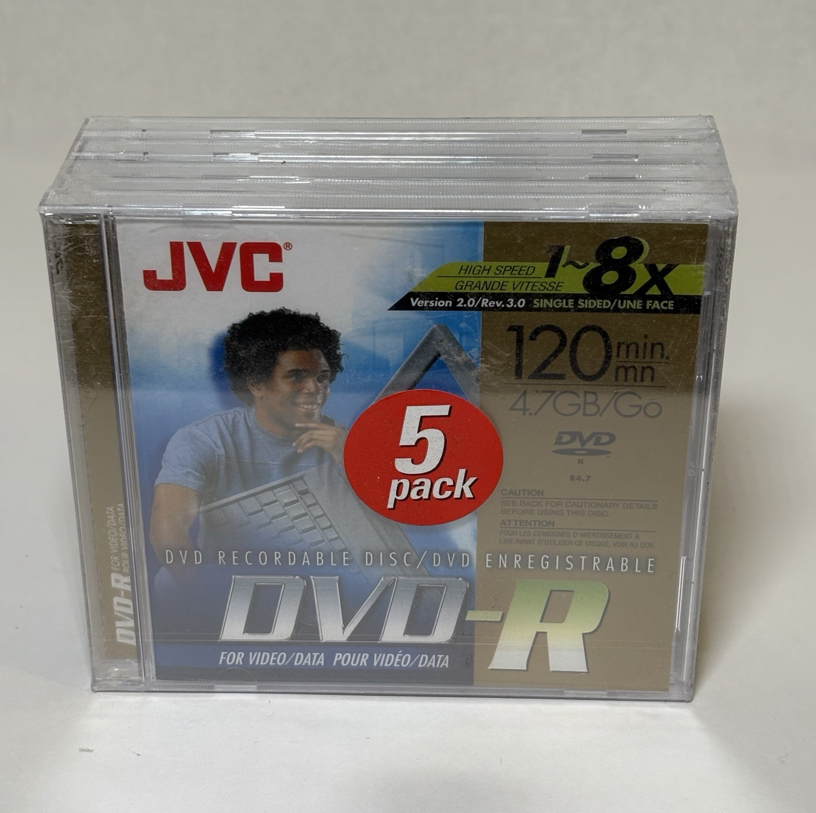 JVC DVD+R Recordable Disc (120 Min 4.7 GB, 1-8x ) Lot Of 5 Brand New