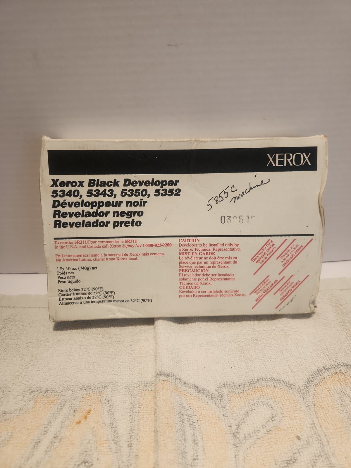 New, Open Box, Genuine Xerox Black Developer 5340/5343/5350/5352 5R311
