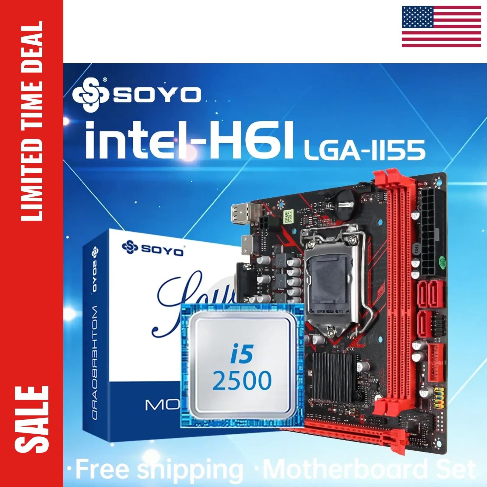 H61 Motherboard Combo LGA1155 With Intel Core I5 2500 CPU DDR3 M.2 Micro ATX Kit