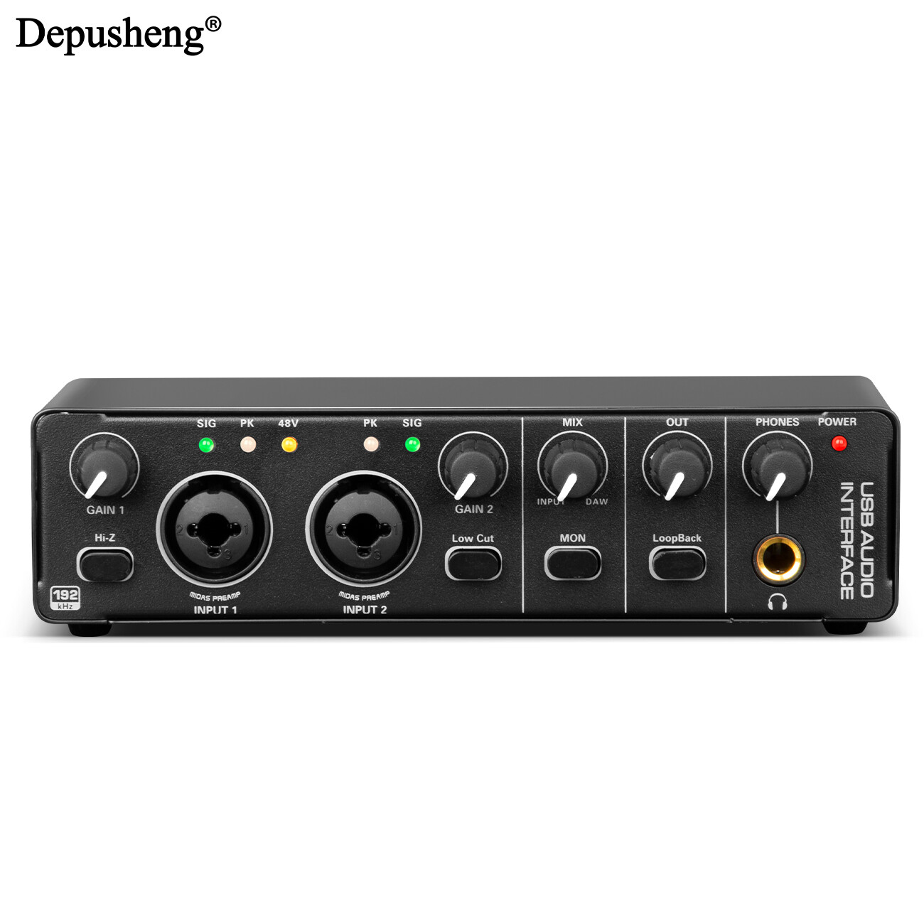 Audio Interface Depusheng MD22 USB 3.0 Sound Card with Monitoring Live Recording