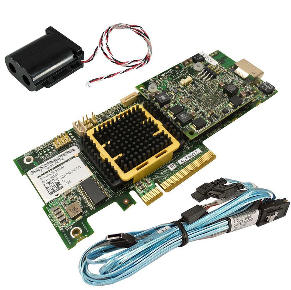 Adaptec ASR-5405Z SAS/SATA RAID Controller PN TCA-00304-07-C + BBU + Cable #1