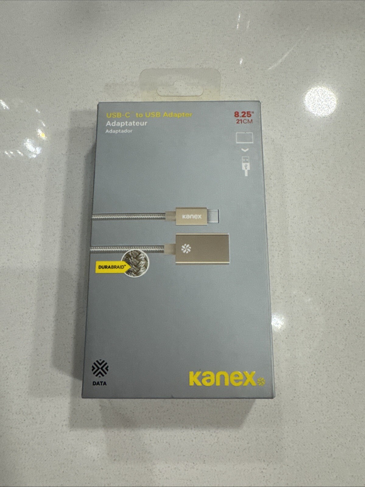 Adapter Kanex USB-C to USB  8.25" 21CM Durabraid Connect an Iphone, Ipad, Ipod