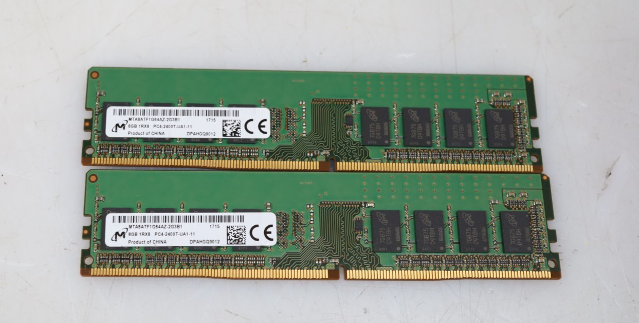 Lot 2x 8GB (16GB) Micron MTA8ATF1G64AZ-2G3B1 2400MHz DDR4 UDIMM Memory