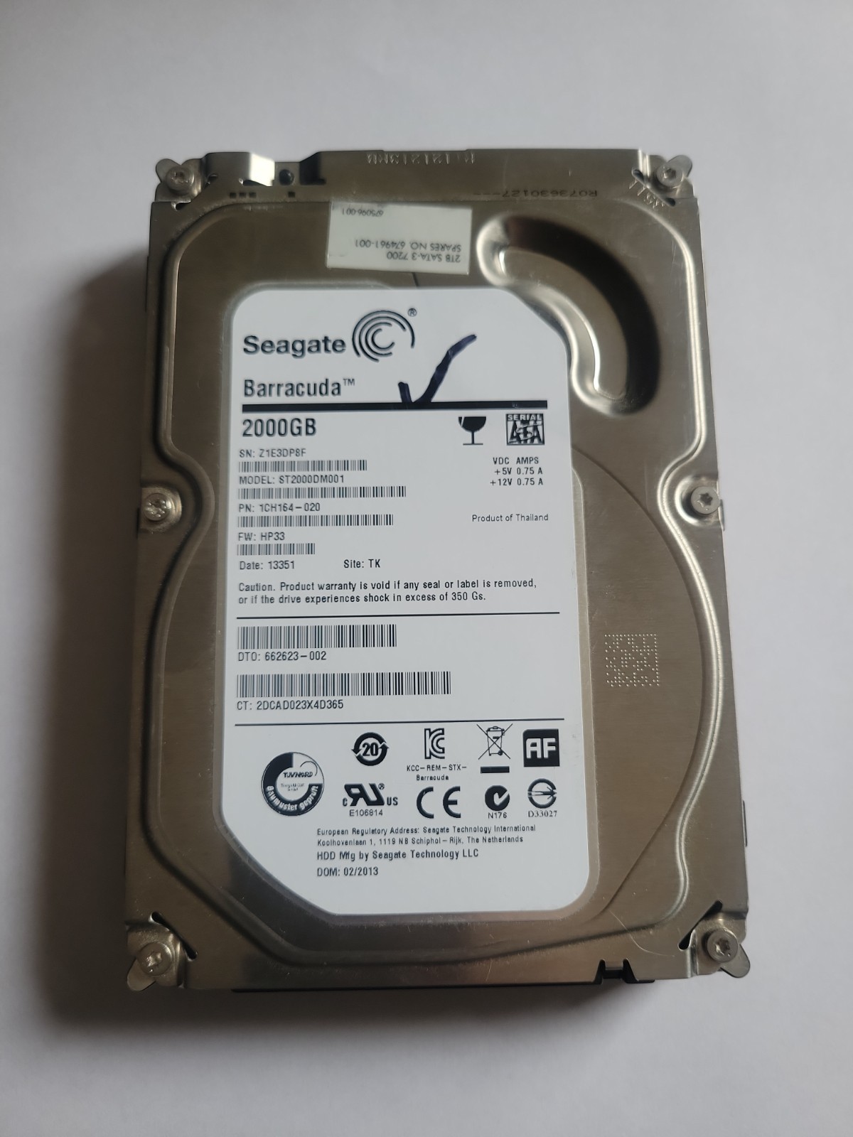 Seagate ST2000DM001 2TB SATA 7200RPM HDD - SMART Healthy