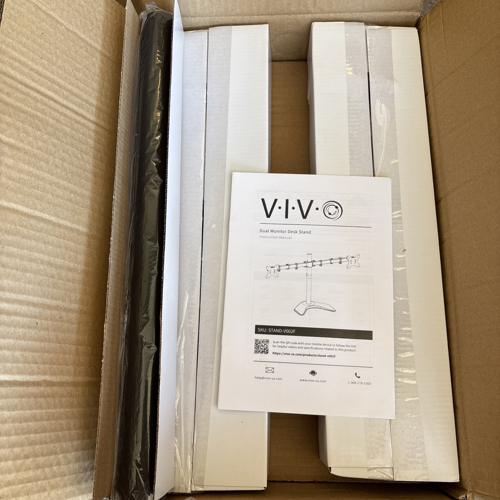 VIVO STAND-V002F Dual LED LCD Monitor Free-Standing Desk Stand for 2 Screens up