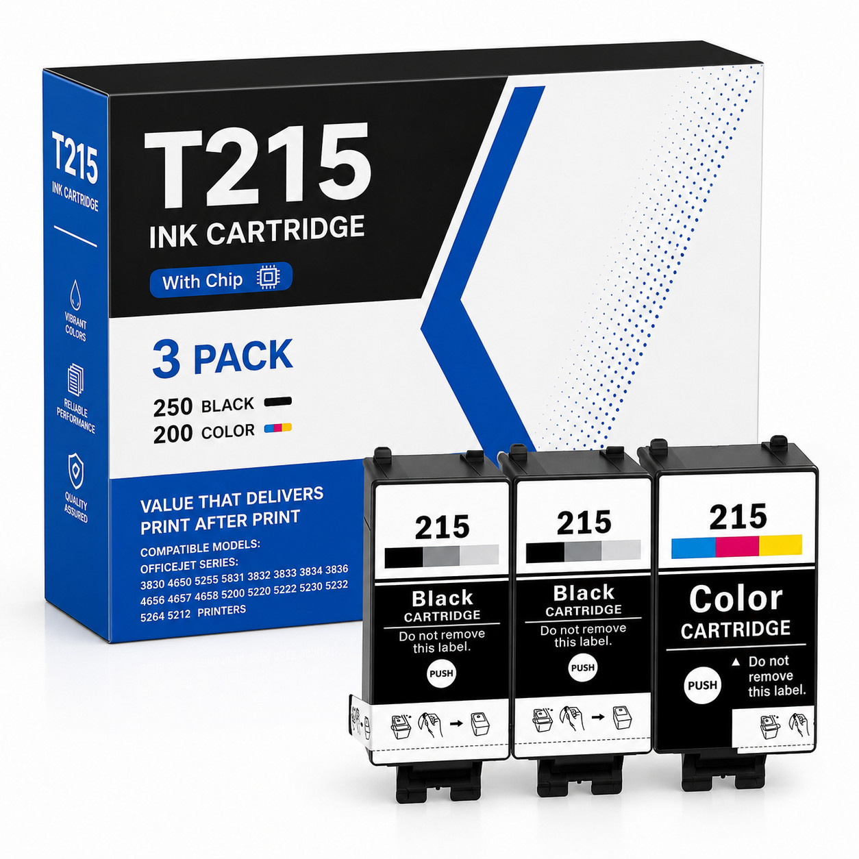 T215 3PK 2BK+Tri-color Ink for WorkForce WF-100 WF-110 EC-110 Portable Printer