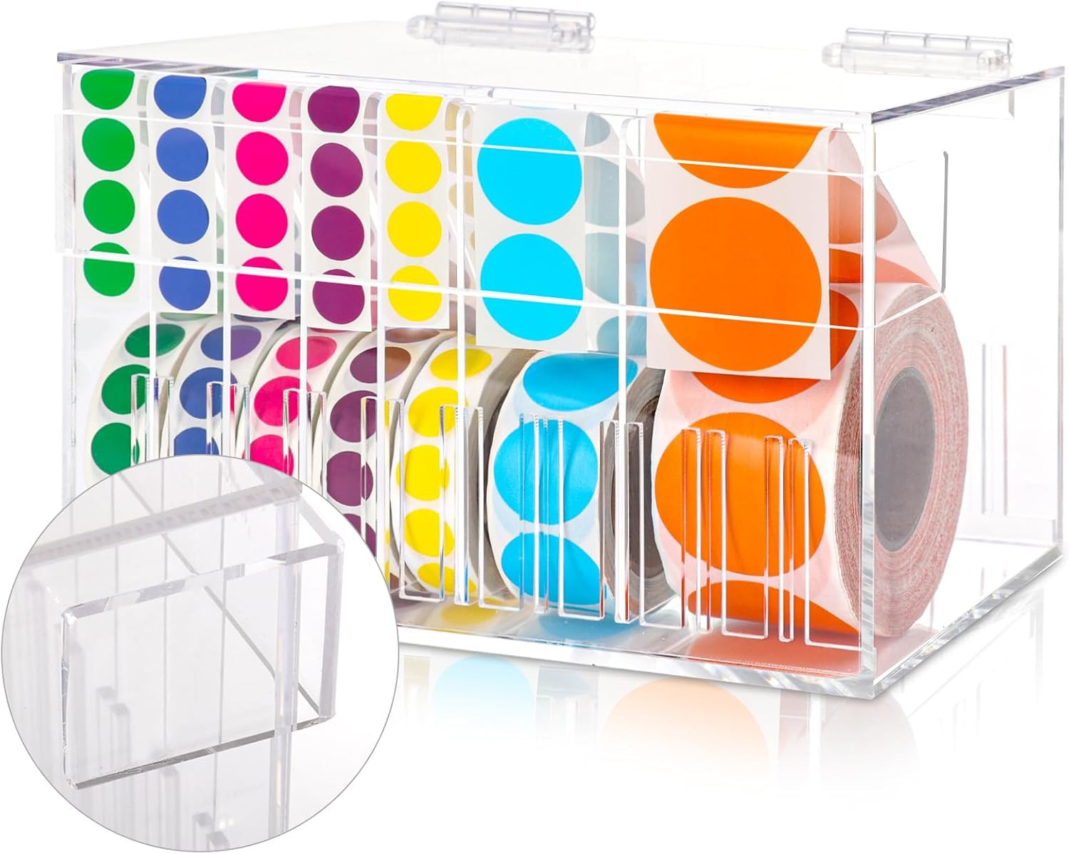 10 Disks Adjustable Label Dispenser with Lid 7.7 * 5.5 * 5.2 Inches