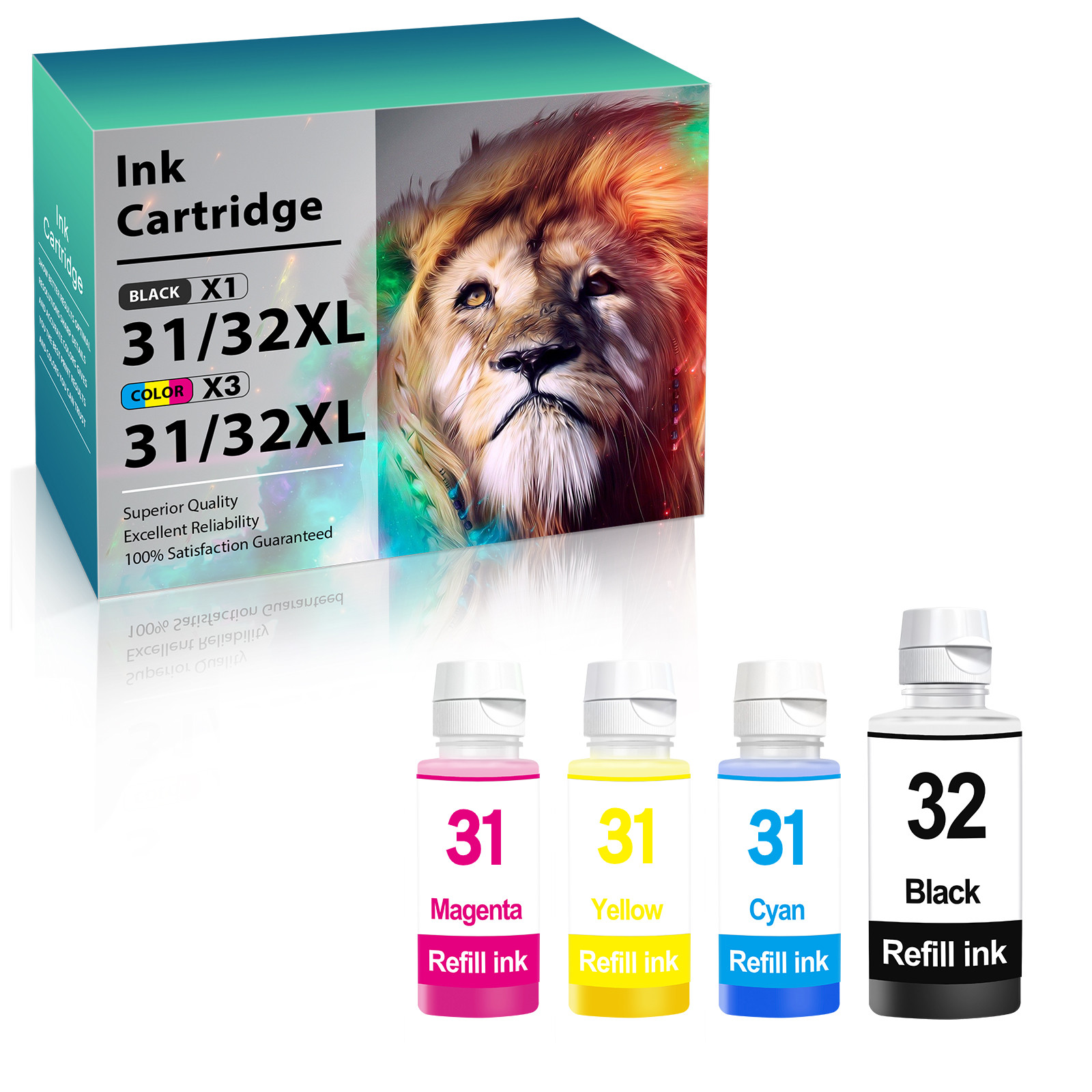 31 32XL Ink Bottle Refill Kit Compatible for HP Smart Tank 5101 7301 7602 7606
