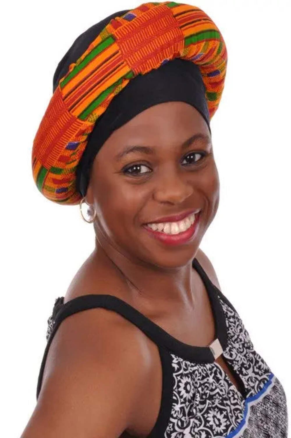 Unique Cap and African Print Kente Band-DP3227HB