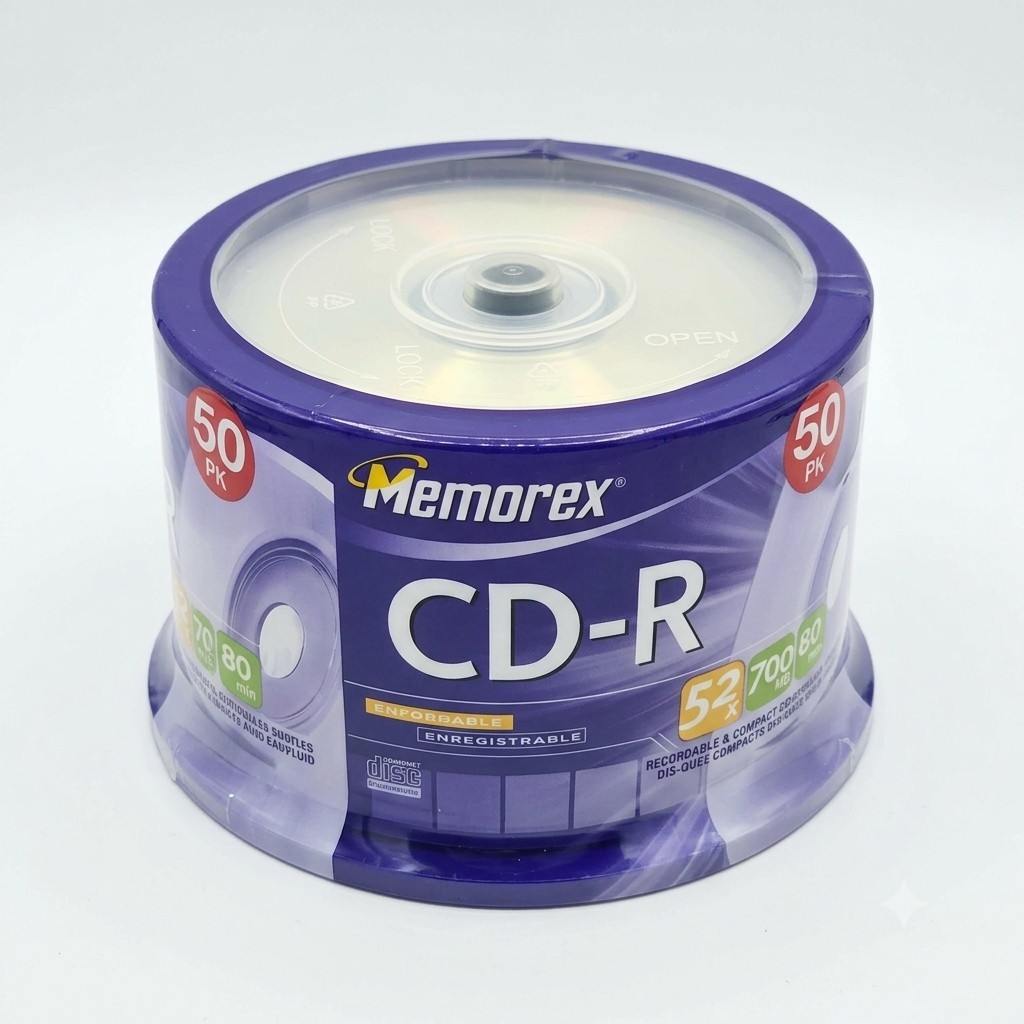 Memorex CD-R 50 Pack Spindle Sealed Blank Discs 700MB 52X 80 Min Factory Sealed
