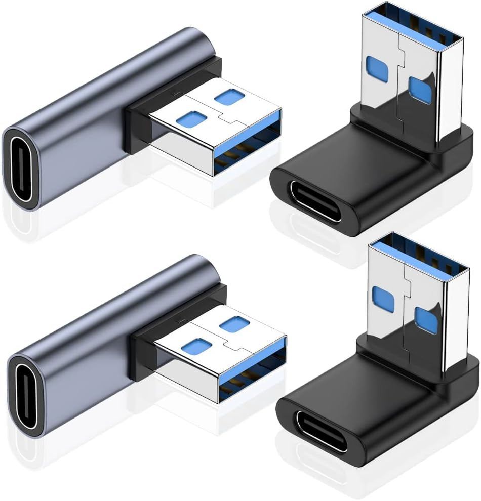 Right Angle USB a Male to USB C Female Adapter, 90 Degree USB 3.0 to Type C