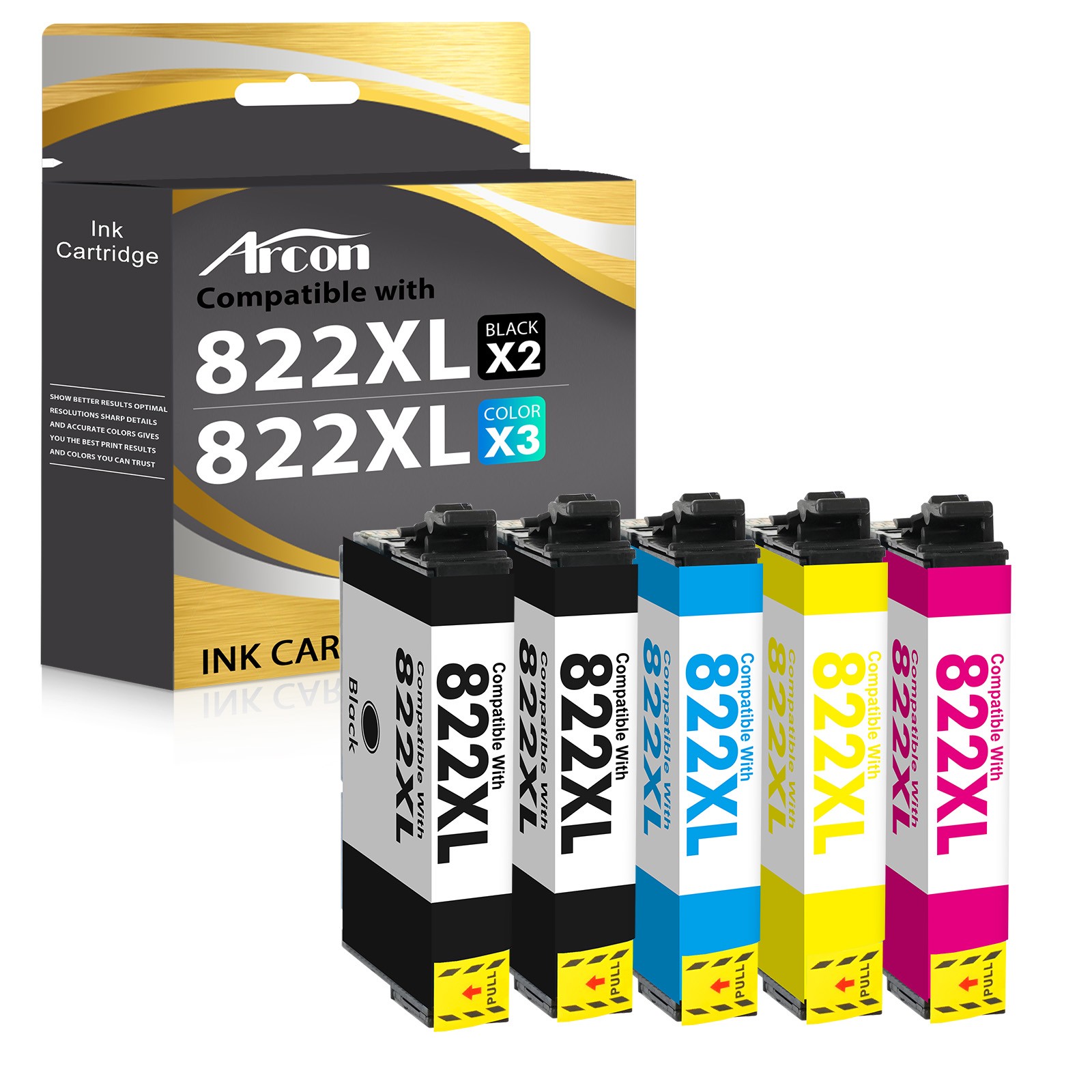 5Pack 822XL T882XL Ink Cartridge For Epson WorkForce Pro WF-3820 WF-4834 WF-4830