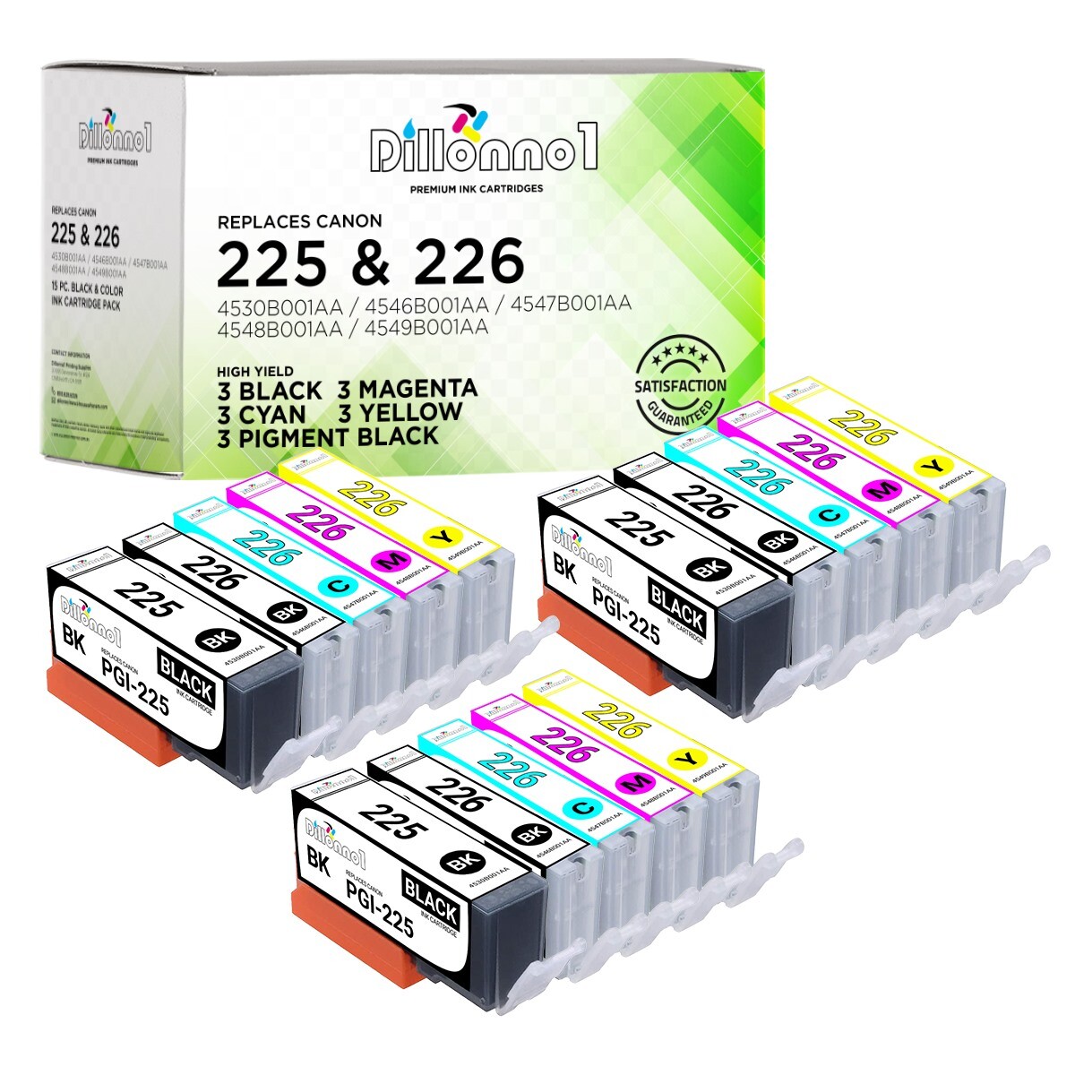 15PK PGI225 CLI-226 Ink Cartridges for Canon PIXMA MG5120 MG5220 MG5320