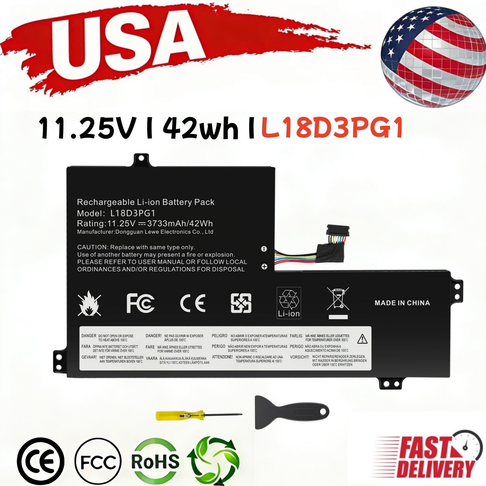 ✅L17M3PB0 L17L3PB0 L18D3PG1 Battery For Lenovo 100E 300E 2nd Gen 500E Chromebook