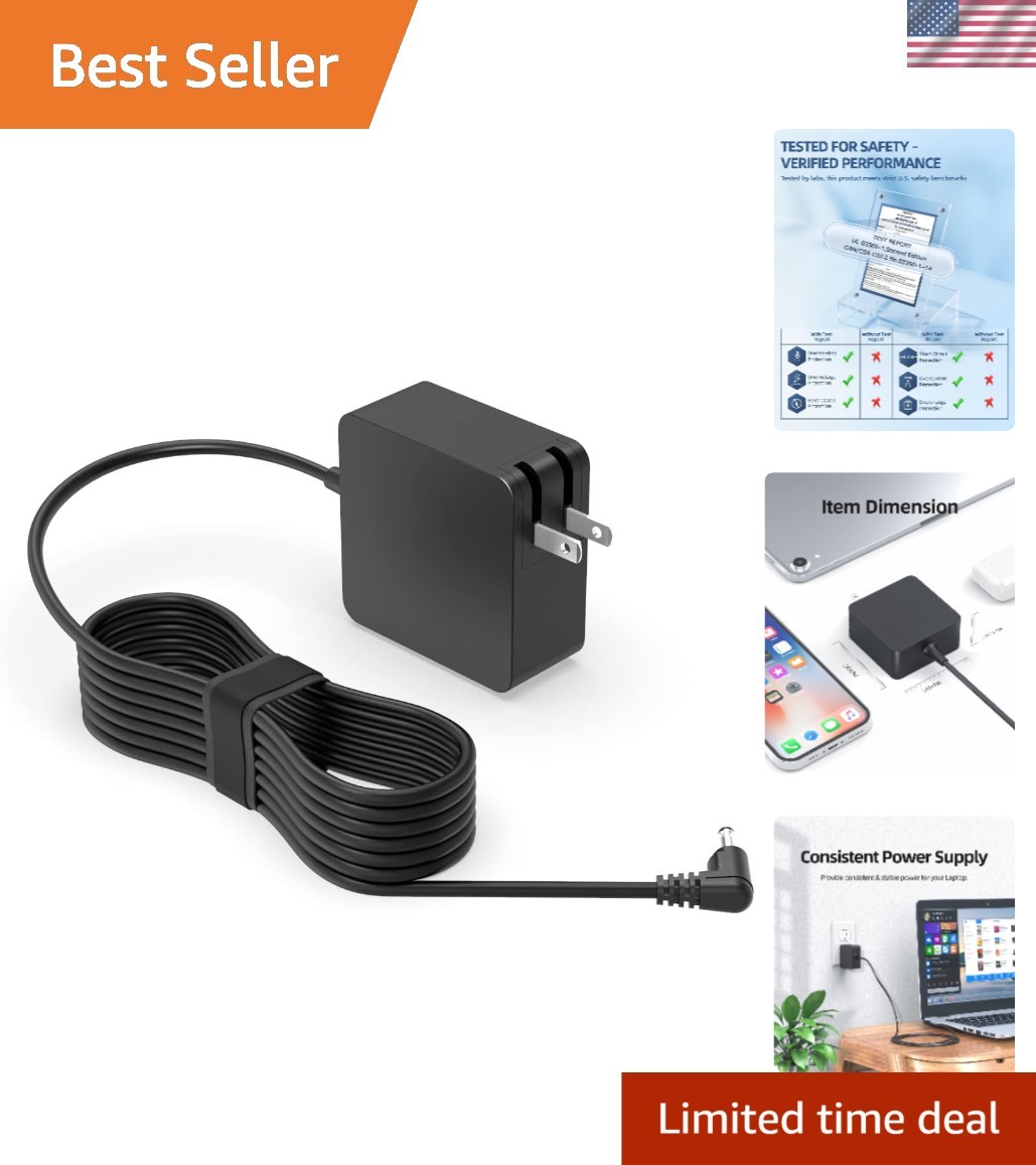 19V Power Adapter for Gateway Laptops - Compact, Safe, & Fast Charging Solution