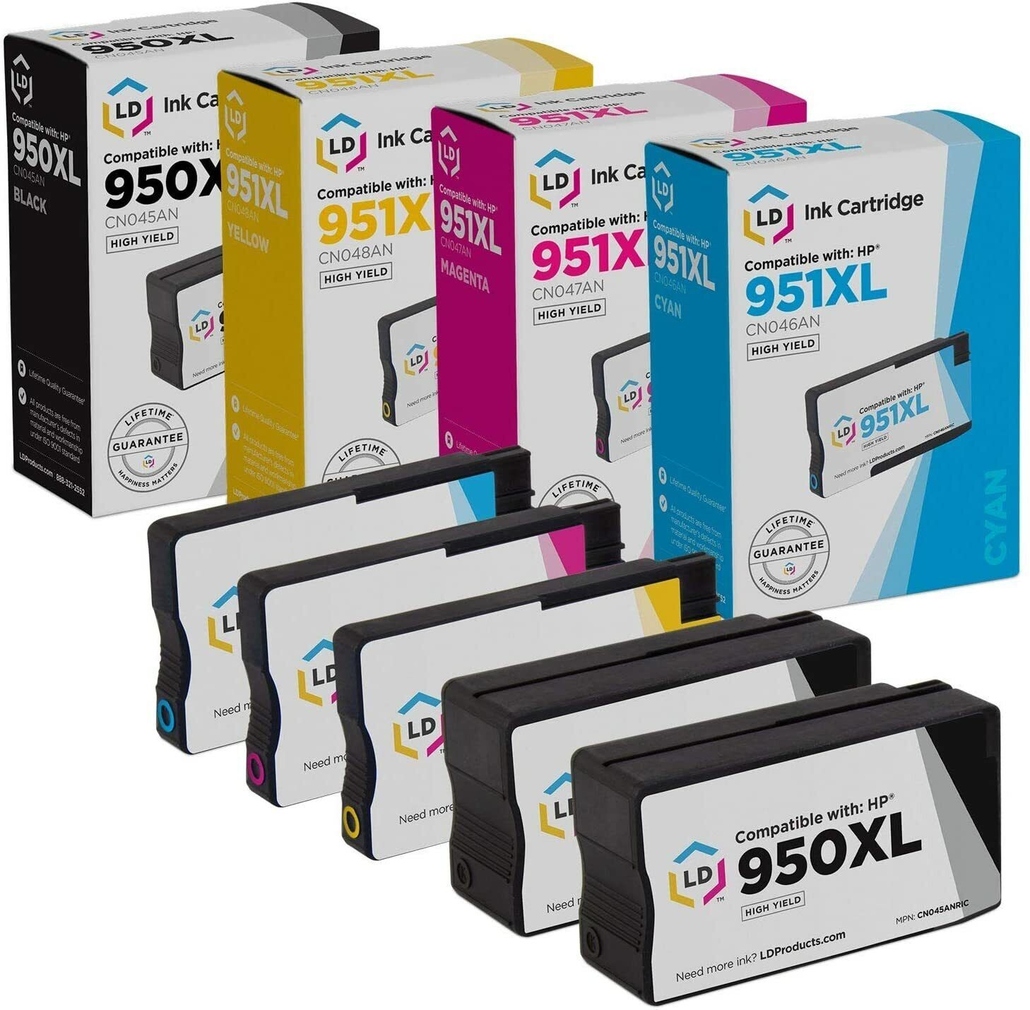 LD 5pk COMP Ink Cartridge for HP 950 XL 951XL Black Cyan Magenta Yellow 8100