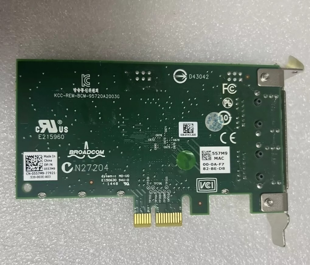 Dell Broadcom BCM5720 PCIe Dual-Port 1 Gigabit Network Card Dell 00FCGN 557M9