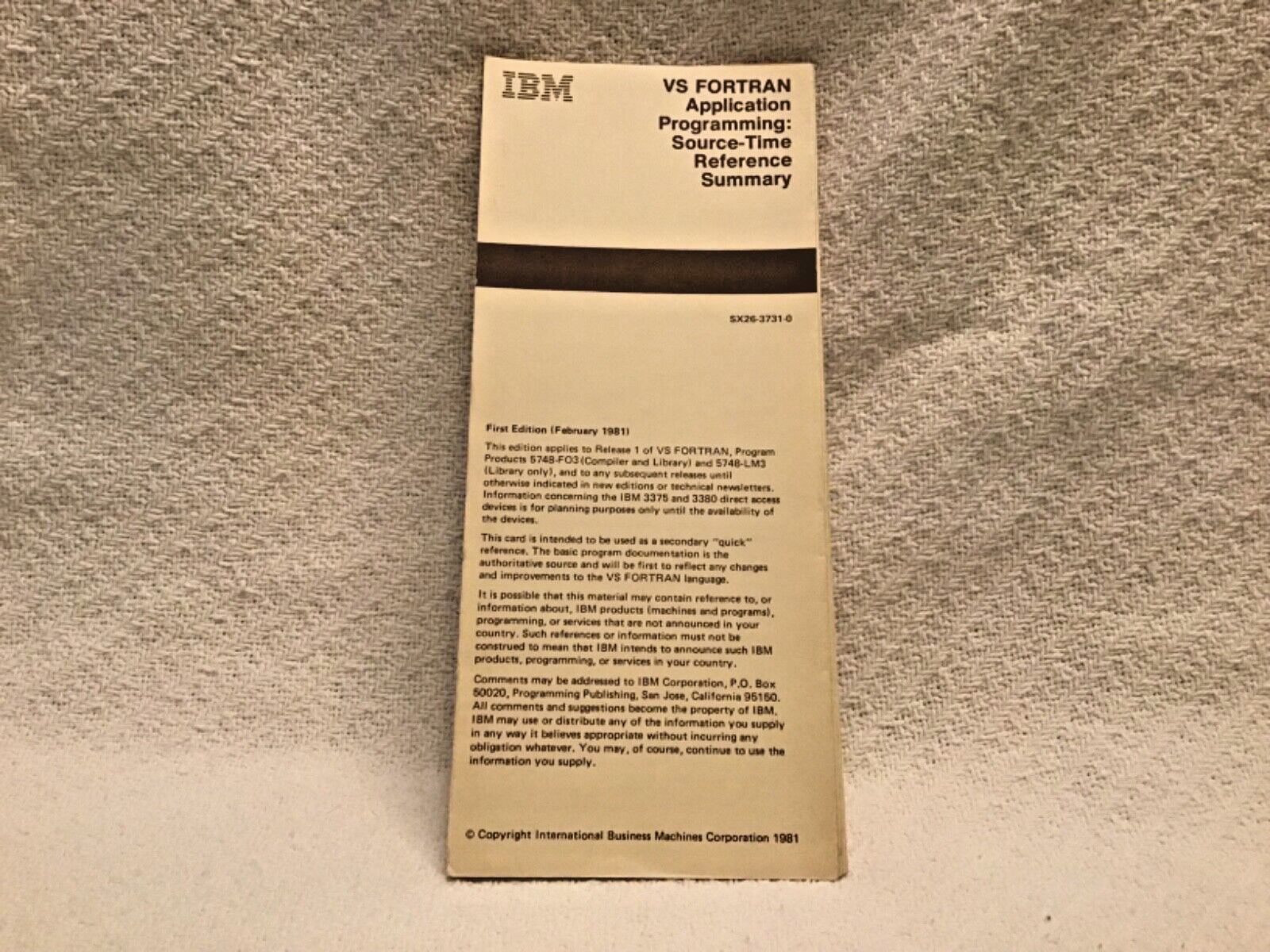 IBM VTG VS Fortran application programming source-time reference summary
