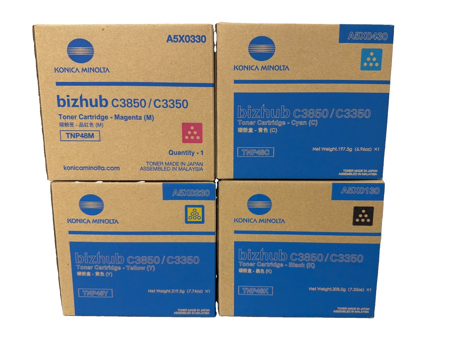Konica Minolta TNP48 Toner Set Yellow Magenta Cyan Black, bizhub C3350