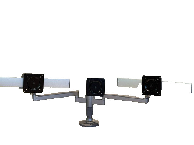 Humanscale M-Flex MF2 3 monitor arm set with 2 sliders, silver with black plates