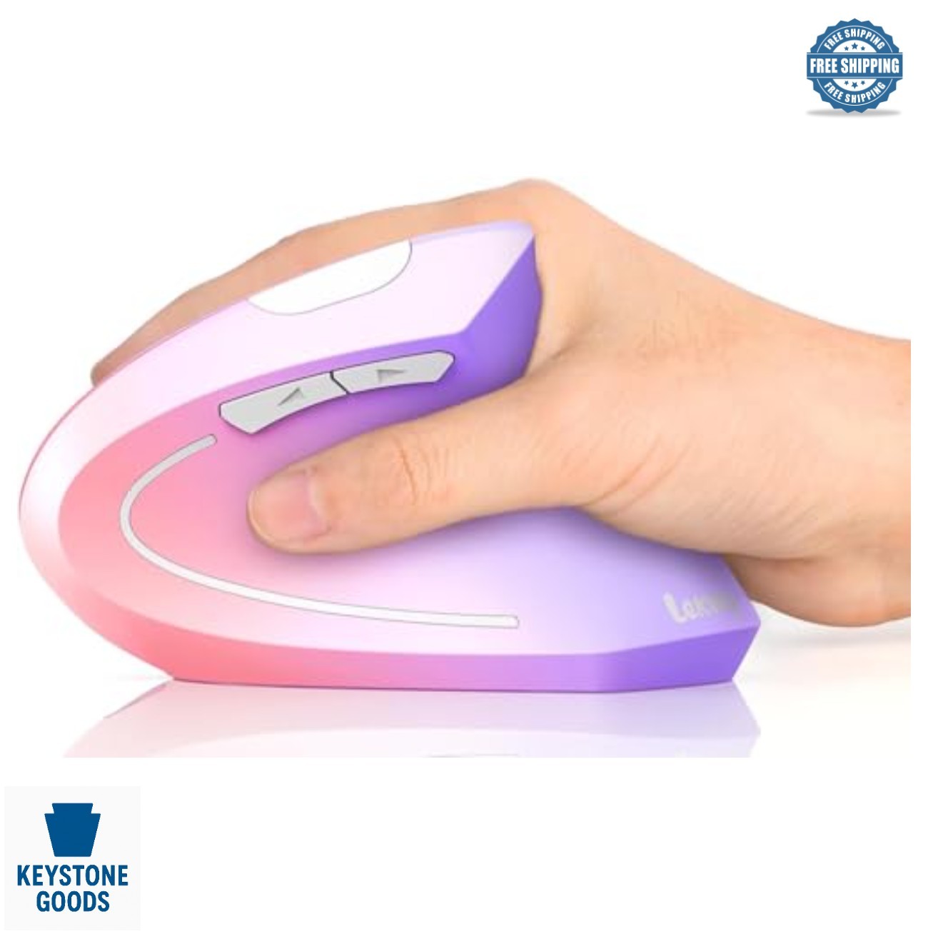 Ergonomic Vertical Wireless Mouse Rechargeable 1600 DPI Pink Purple Quiet Click