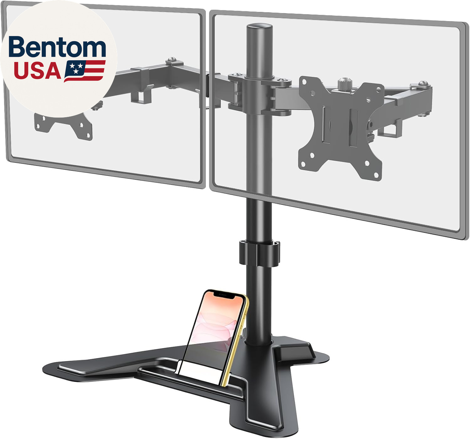 Dual Monitor Stand, Free-Standing Full Motion Monitor Desk Mount Fits 2 Screens