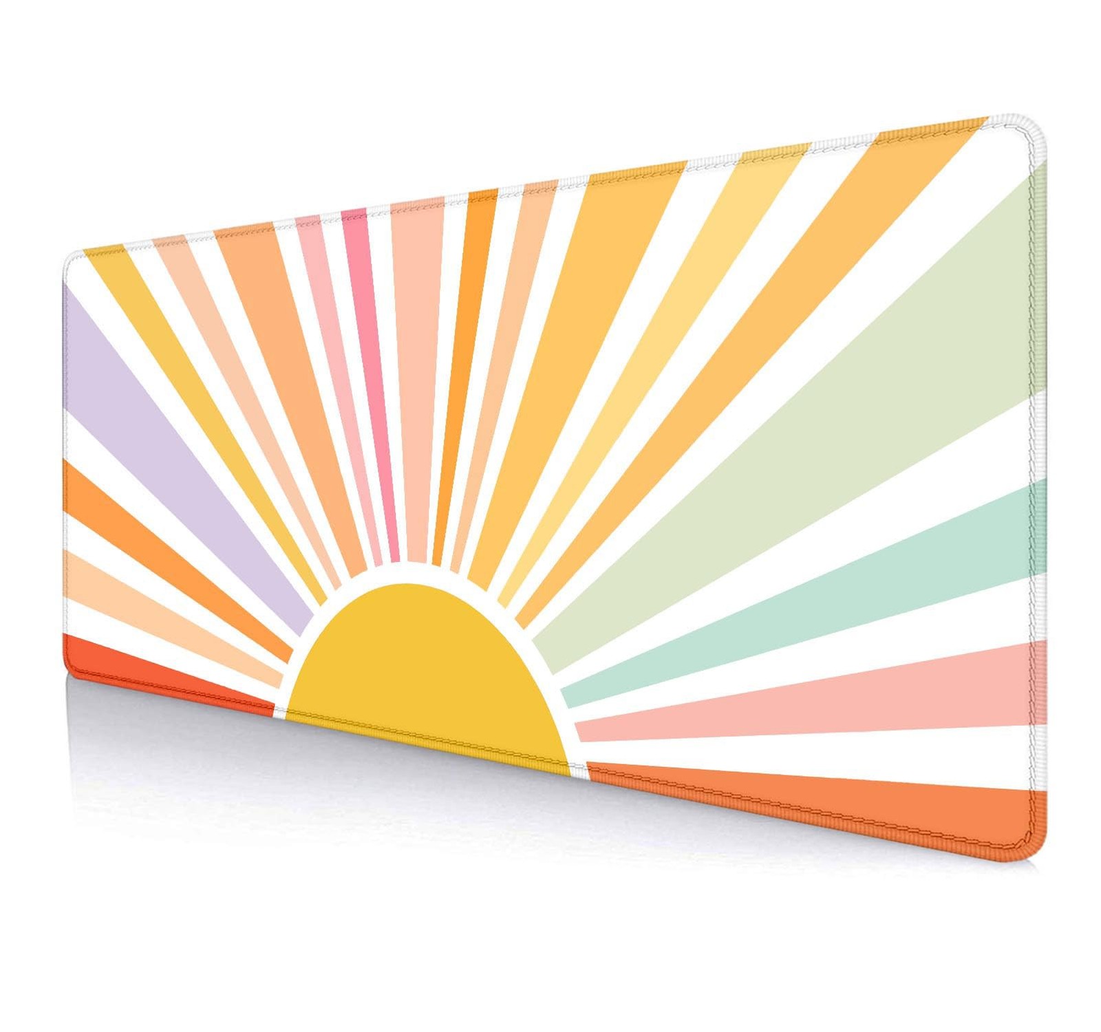 Rainbow Sun Extended Large Mouse Pad Cute Pink Orange Desk Mat Aesthetic Art