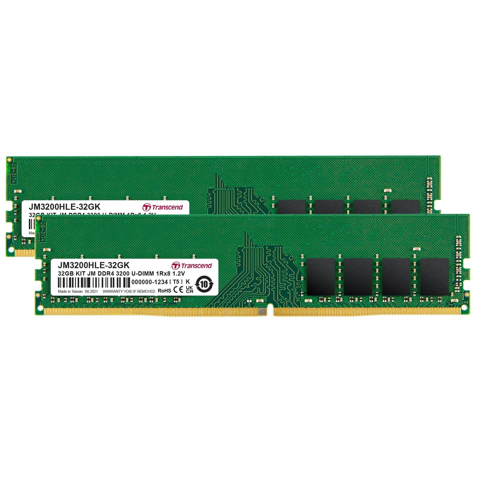 Transcend 32GB Kit (2x16GB) DDR4 RAM, 3200MHz (or 2666MHz) Desktop Memory