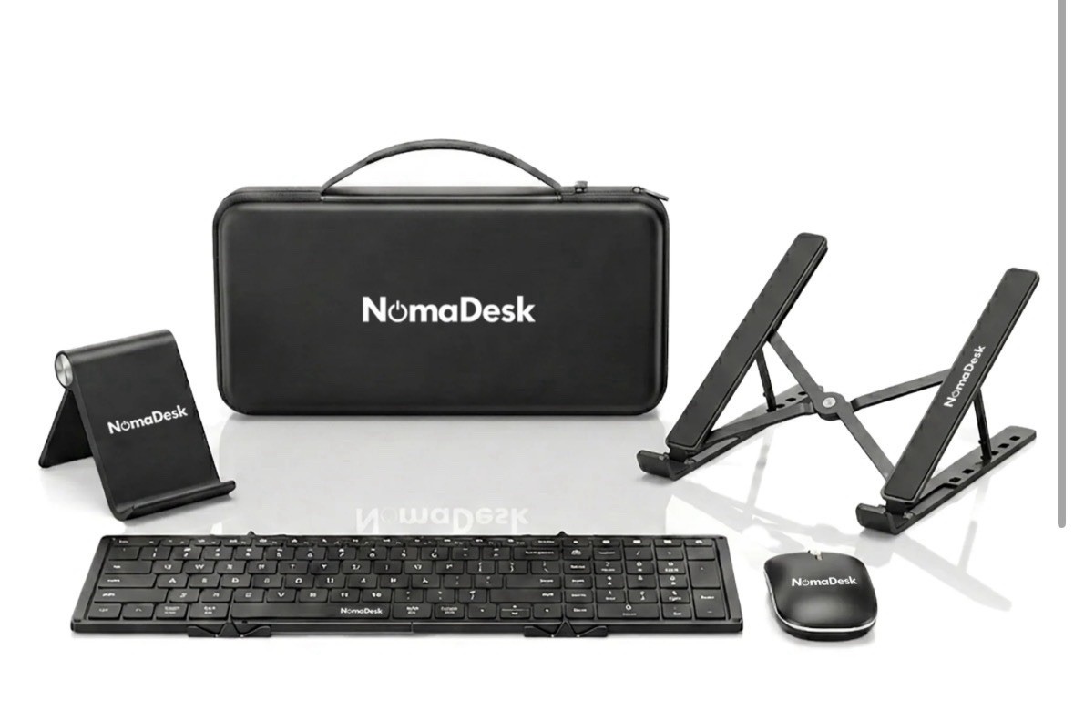 NomaDesk DeskMate Pro Travel Workstation Bluetooth Keyboard Mouse Combo NEW