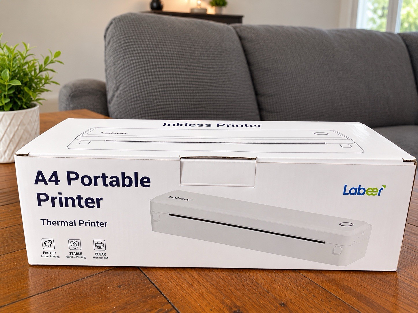 Labeer A4 Portable Inkless Thermal Printer – 203 DPI USB-C Travel Printer