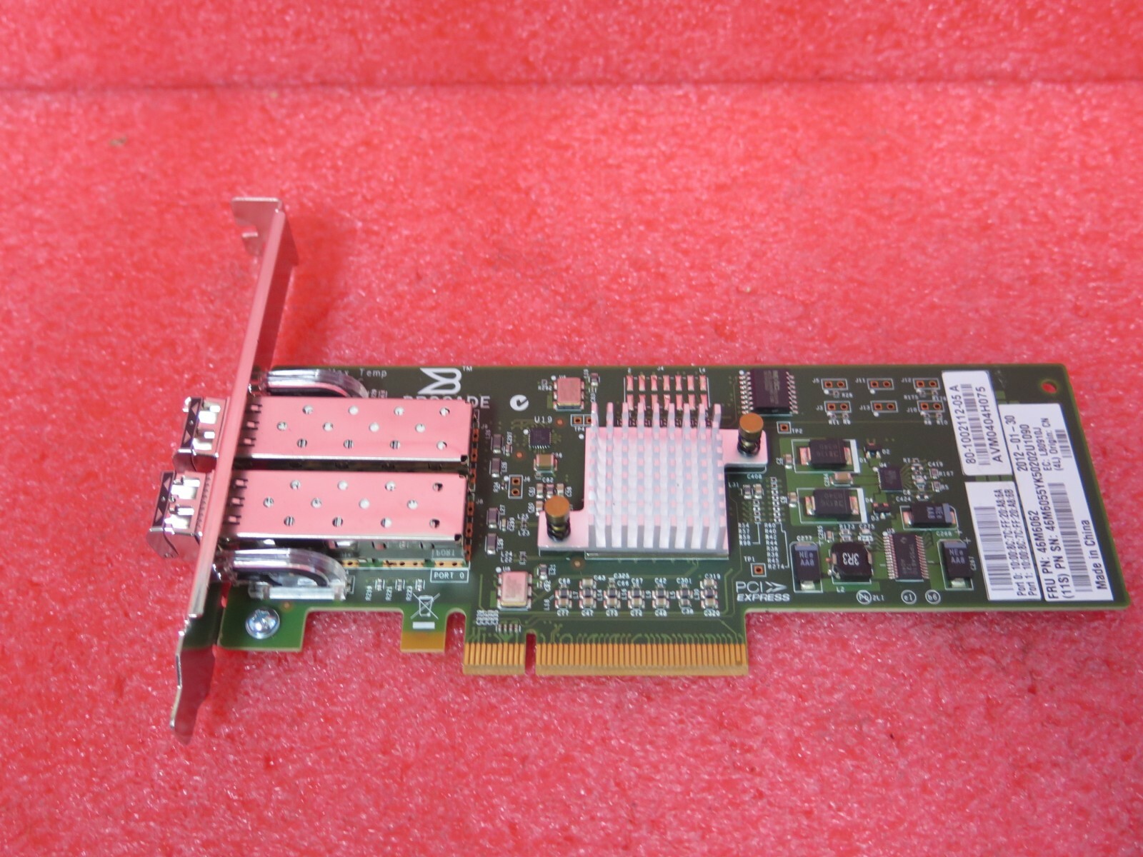IBM Brocade 8GB Dual Port Fibre Channel HBA Card 46M6062 w/ Gbics Full Height