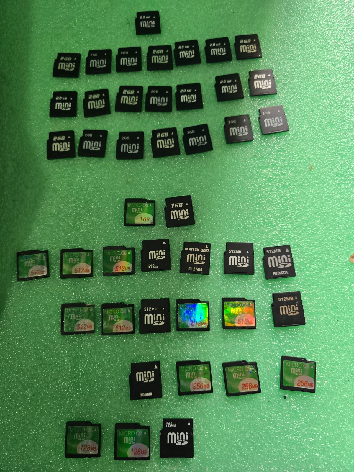 Lot of 44 MiniSD | 22x 2GB MicroSD Memory Cards & 2x 1GB &13x 512MB  Untested