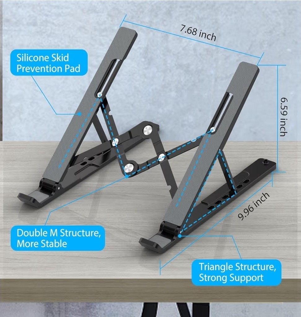 1pc Laptop Stand: Adjustable Foldable Non-Slip Cooling Holder - NEW