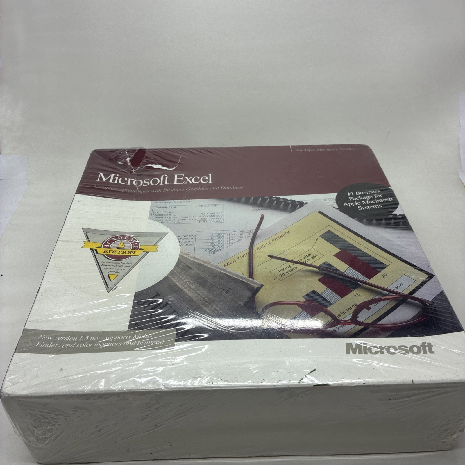 Sealed Apple Macintosh Microsoft Excel Version 1.5 Vintage 1988 Box, AC Edition