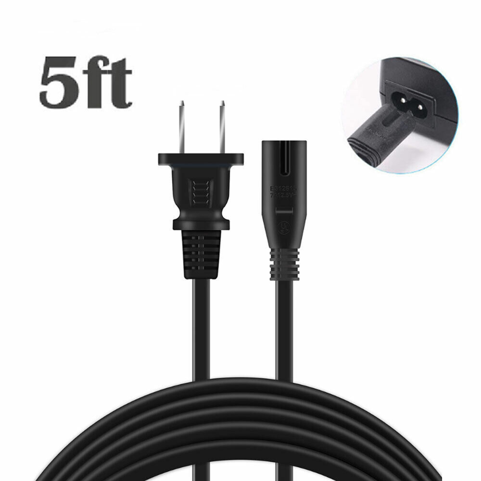 5 Feet Long AC/DC Power Cord Cable Lead for JVC XL-F76TN US