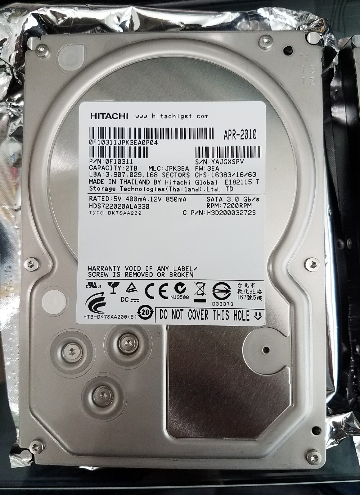 Hitachi Deskstar 7K2000 HDS722020ALA330 2 TB,Internal,7200 RPM,3.5" (0F10311)...