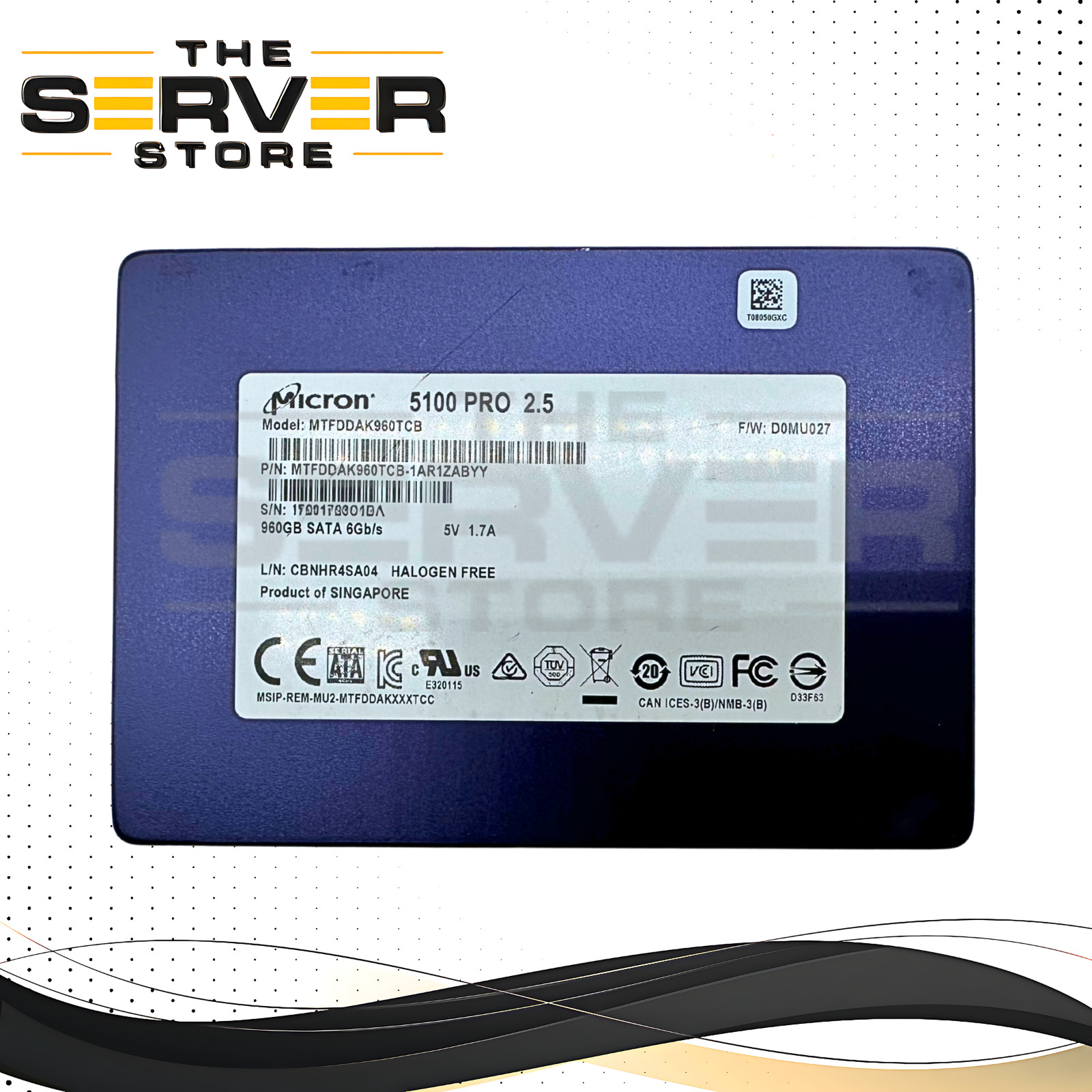 Micron 960GB SATA 6G 2.5" SED SSD 5100 PRO 0MTFDDAK960TCB MTFDDAK960TCB