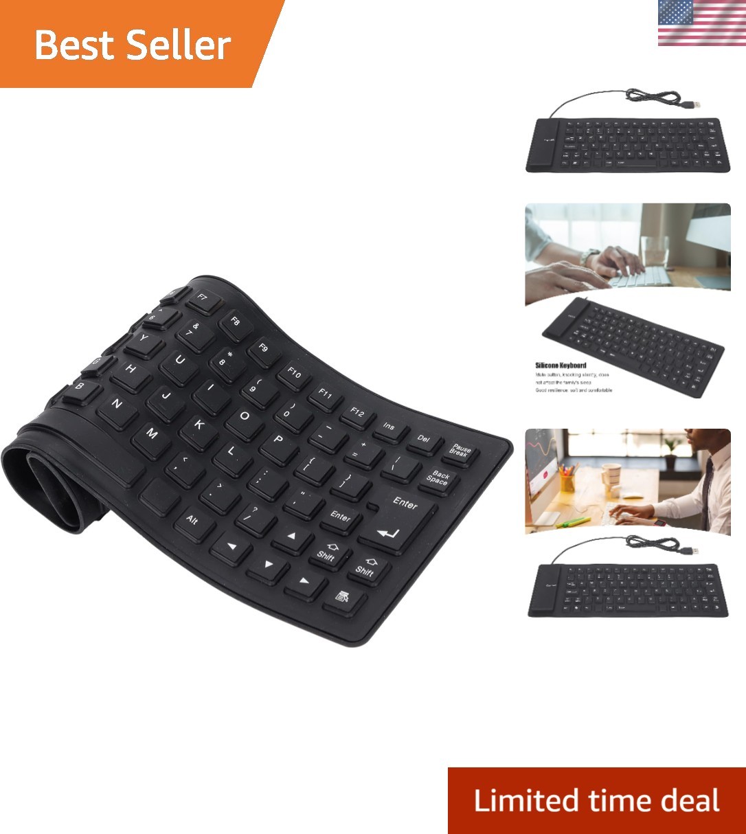 85-Key Rollup Keyboard: Silent, Waterproof, & Foldable for Travel Convenience