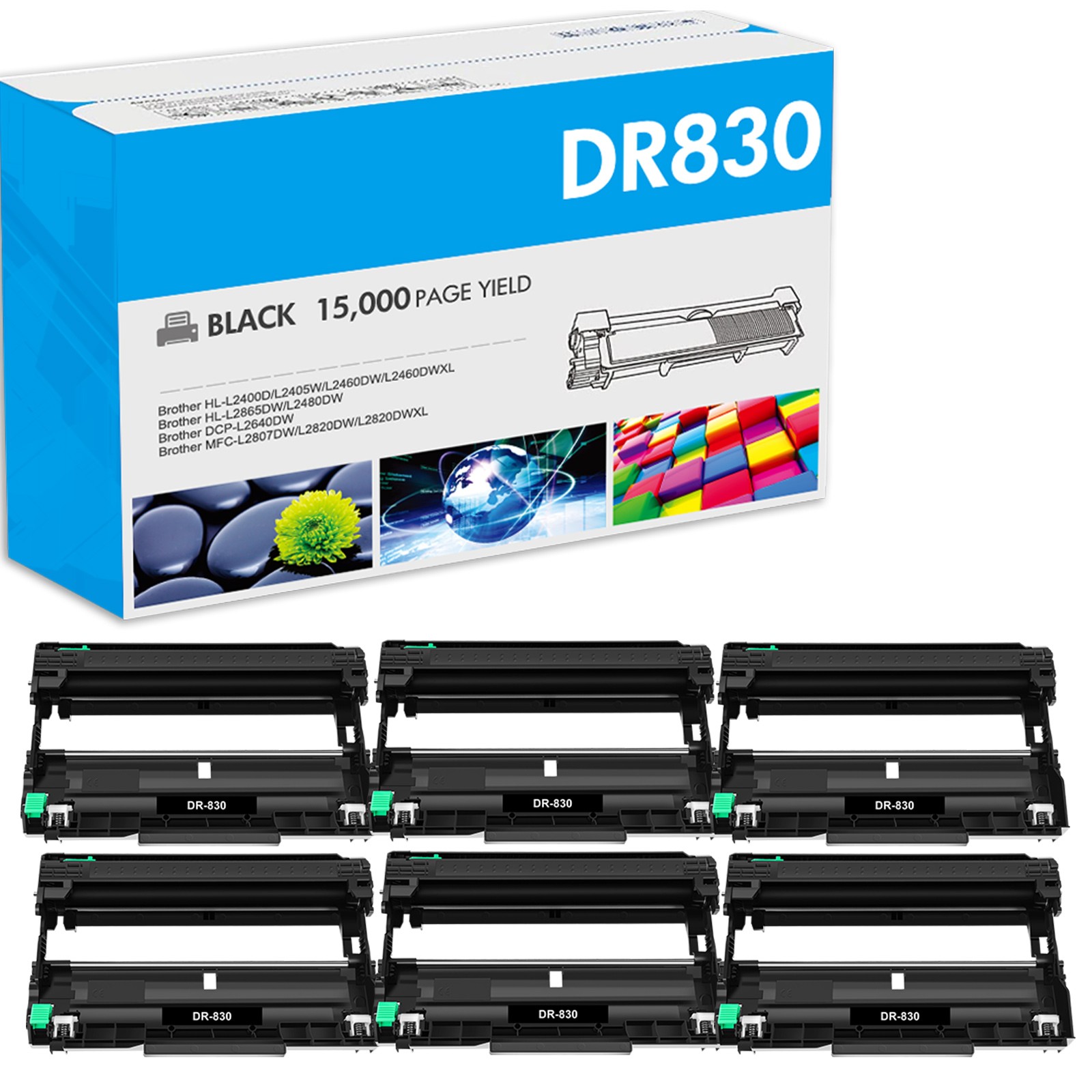 6PK DR830 Drum Unit Replacement for Brother HL-L2400D HL-L2405W HL-L2420DW