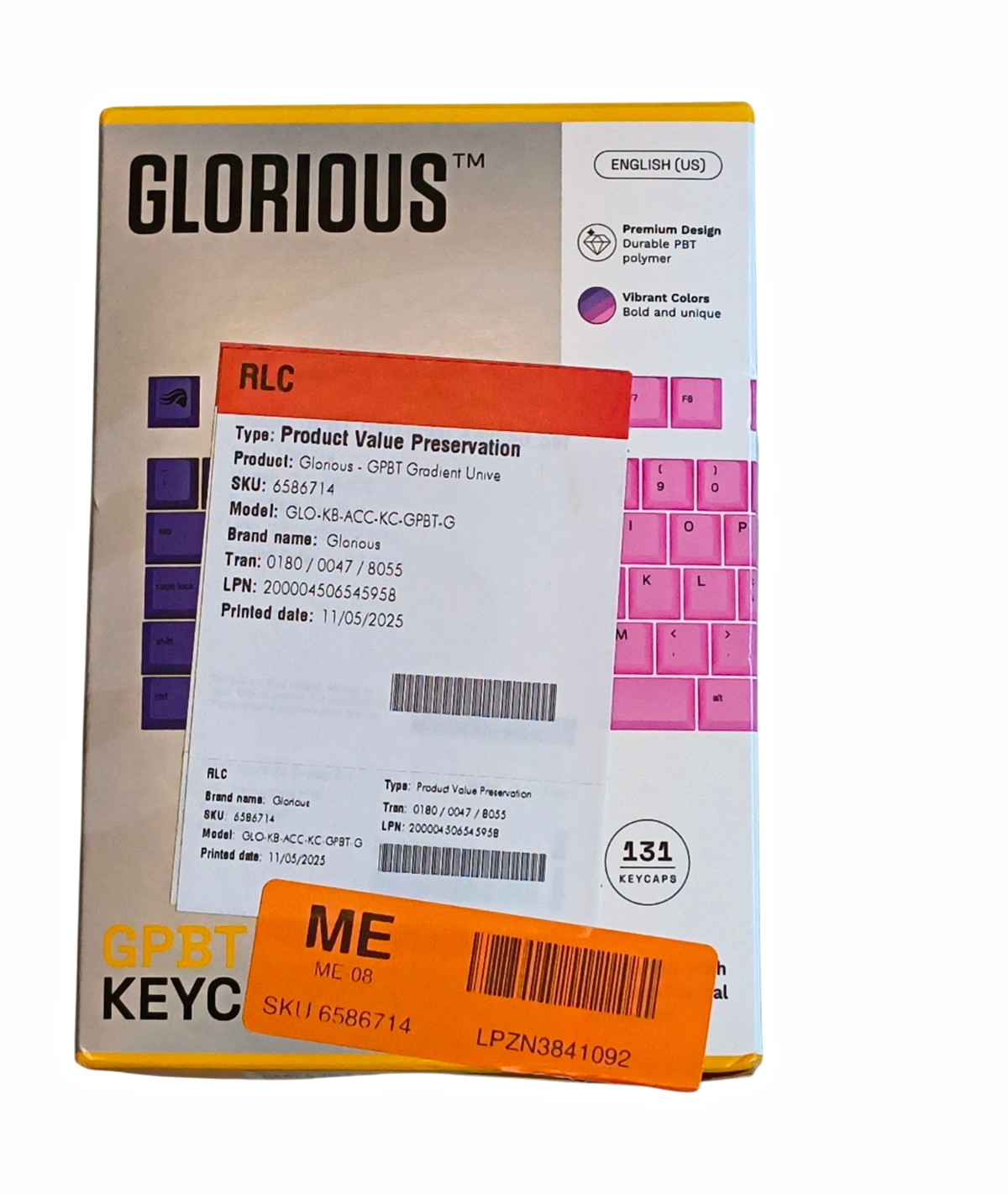Glorious GPBT Gradient Keycap Set 131-Key PBT QWERTY English US Pink/Purple